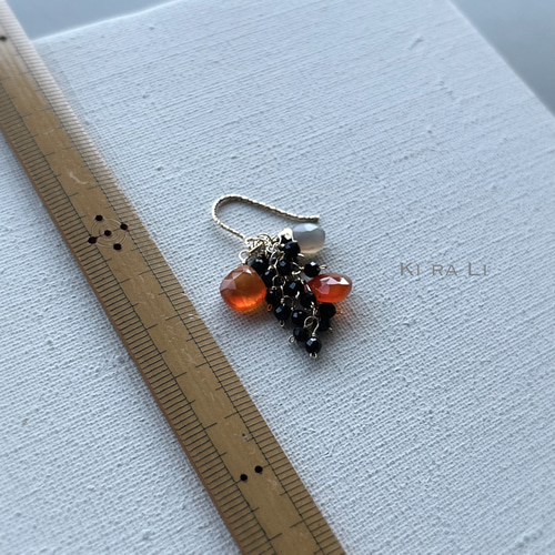 ビーゲンキ　14kgf カーネリアンアゲートウィングカット ピアス③ 14kgf：ビアクォーツとカーネリアンのピアス №9181 - Cran