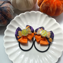 レジンヘアゴム オレンジ　三日月　シェル　濃淡 レジンヘアゴム オレンジ 三日月 シェル 濃淡 ヘアアクセサリー