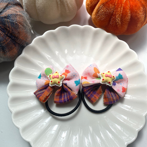 【オーダー♡かぼちゃ星 7a.7b】ベビーヘアクリップ　キッズヘアクリップ オーダー♡かぼちゃ星 7a.7b】ベビーヘアクリップ キッズヘア