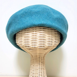 ウール　キレイ色　ターコイズブルー　ベレー帽 4枚目の画像