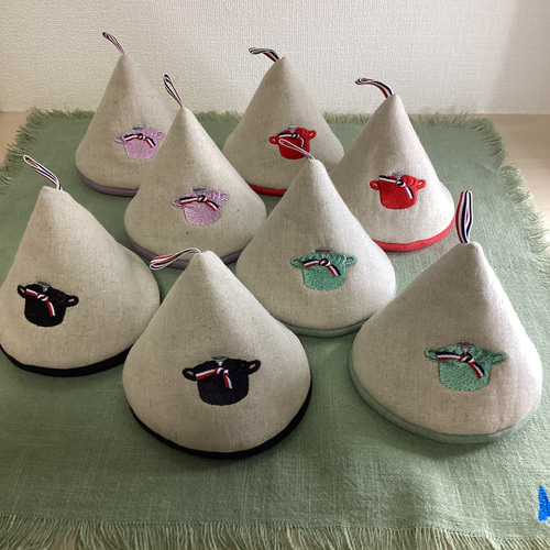 手刺繍　三角鍋つかみ他 刺繍三角鍋つかみ ペア その他キッチン小物 ちづる 通販 16619974