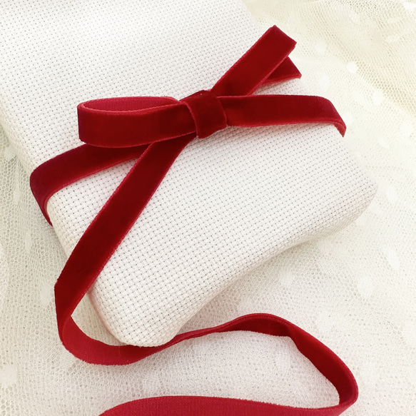USA リボン ベロア レッド 2m単位 R41 リボン・テープ アンの家