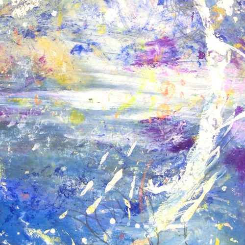 原画「癒しの空と海」額サイズ48×35㎝ パワーアート 絵画 息吹