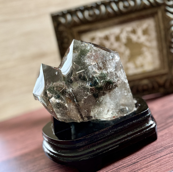 龍神ガーデンクォーツ虹入り☆ツインポイント《龍神の庭園》 ガーデンクォーツは