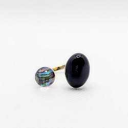 Black Onyx × Avaron shell ブラックオニキス＆アバロンシェルフォークリング 5枚目の画像