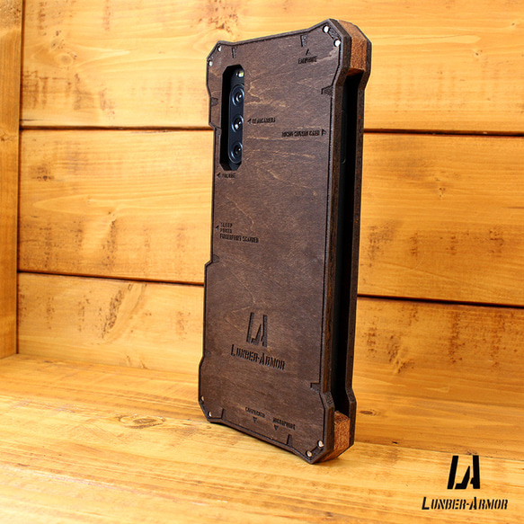 Xperia 10 V  ケース 木製 ウッド wood case 木 本革 耐衝撃 LUNBER ARMOR 6枚目の画像