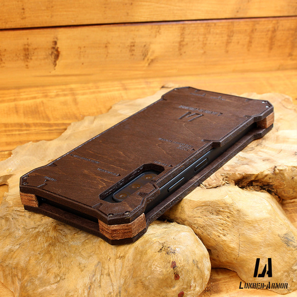 Xperia 10 V  ケース 木製 ウッド wood case 木 本革 耐衝撃 LUNBER ARMOR 3枚目の画像