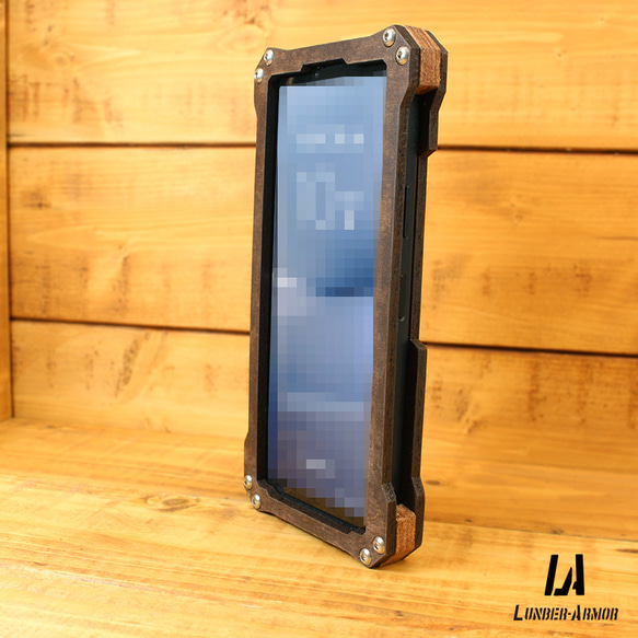 Xperia 10 V  ケース 木製 ウッド wood case 木 本革 耐衝撃 LUNBER ARMOR 5枚目の画像