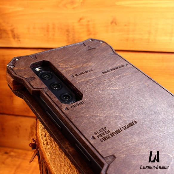 Xperia 10 V  ケース 木製 ウッド wood case 木 本革 耐衝撃 LUNBER ARMOR 13枚目の画像