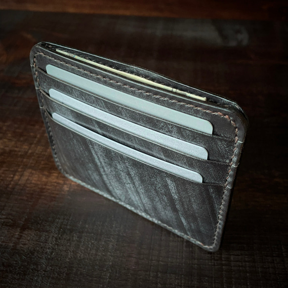 《 小銭 ＆ カード 》ミニマルレザーウォレット（ブライドルレザー）シンプル財布 12枚目の画像