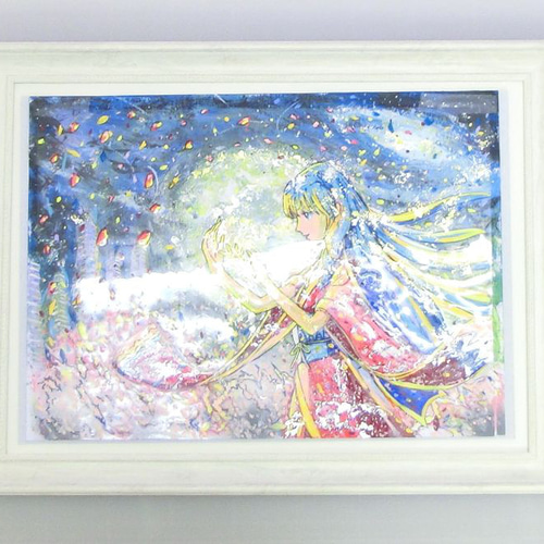 ぷうあさま専用（原画）月がささやく願い【SMサイズ／水彩画／#2432】 最適な価格 湖畔のサクラ」透明水彩画 原画 風景画 額縁付 SM