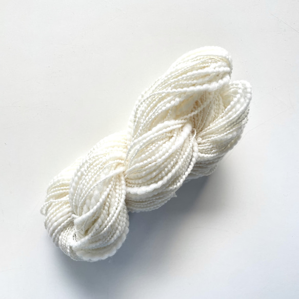 手紡ぎ毛糸〜 双糸 真っ白な糸　50g　Ｎ-3 4枚目の画像