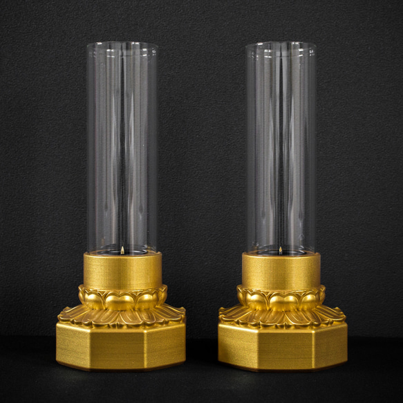 金属工芸 ロウソク立て 仏具 仏教美術 インテリア オブジェ 仏具・神具】ローソク立て 風防付き 屋外用 お墓 寺院 神社 キャンドル