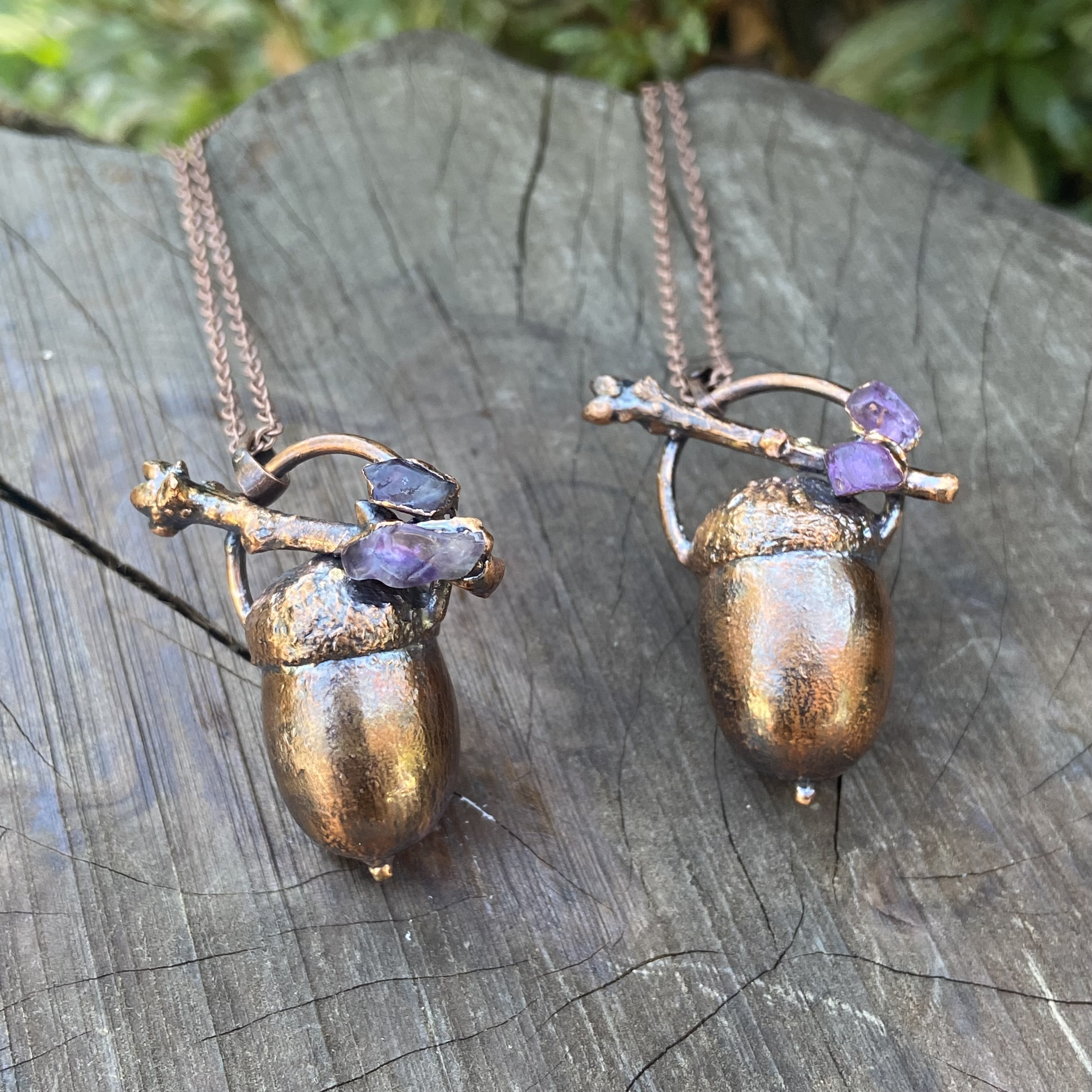 ドングリとアメジストのネックレス