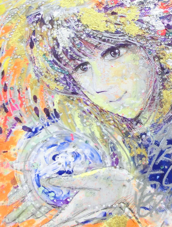 原画「女神と龍神」額サイズ29×40㎝ パワーアート 5枚目の画像