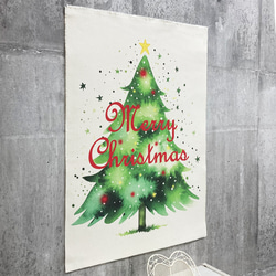 クリスマス タペストリー キャンバス生地 布 壁掛け クリスマスツリー柄 選べる大小2サイズ A柄 XA078-Q/R 2枚目の画像