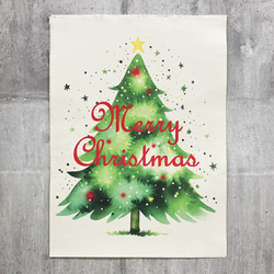 クリスマス タペストリー キャンバス生地 布 壁掛け クリスマスツリー柄 選べる大小2サイズ A柄 XA078-Q/R 1枚目の画像