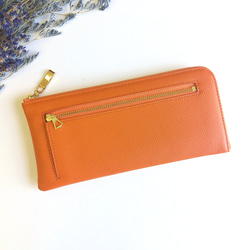 最高級革】24枚もカードが入るスリム長財布（オレンジ）大容量なのに