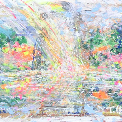 原画「森の湖(C)」額サイズ40×29㎝ パワーアート 2枚目の画像