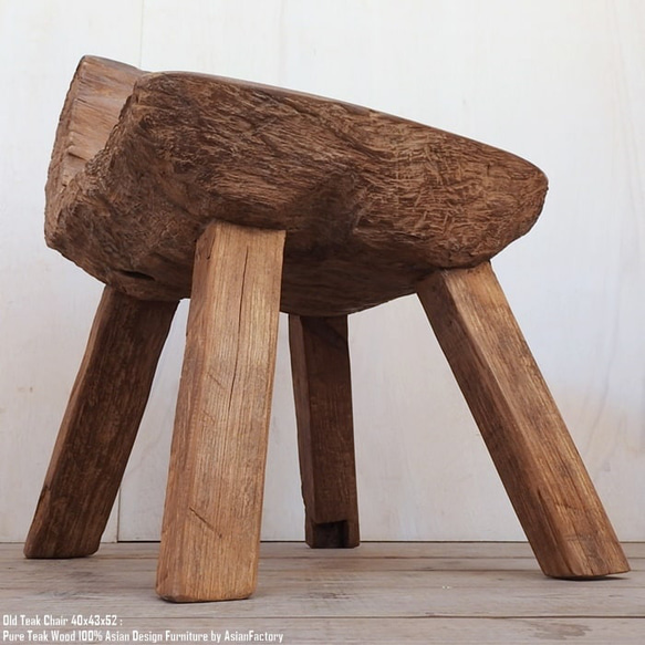 一点物 オールドチーク チェア 40cm 木製 木 イス 椅子 おしゃれ 総無垢材 飾り台 花台 アジアン家具 木製いす 9枚目の画像