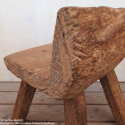 一点物 オールドチーク チェア 40cm 木製 木 イス 椅子 おしゃれ 総無垢材 飾り台 花台 アジアン家具 木製いす 15枚目の画像