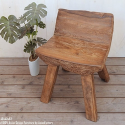 一点物 オールドチーク チェア 40cm 木製 木 イス 椅子 おしゃれ 総無垢材 飾り台 花台 アジアン家具 木製いす 1枚目の画像