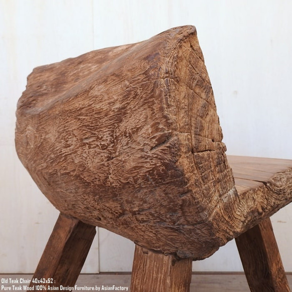 一点物 オールドチーク チェア 40cm 木製 木 イス 椅子 おしゃれ 総無垢材 飾り台 花台 アジアン家具 木製いす 14枚目の画像