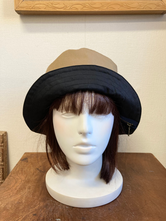 促銷價★雙面2way❤️棉質漁夫帽帽子（黑色&amp;米色）尺寸L 59cm 第16張的照片