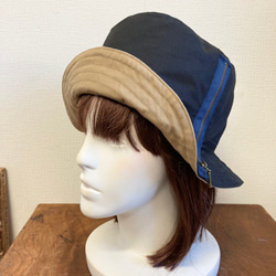 促銷價★雙面2way❤️棉質漁夫帽帽子（黑色&amp;米色）尺寸L 59cm 第7張的照片