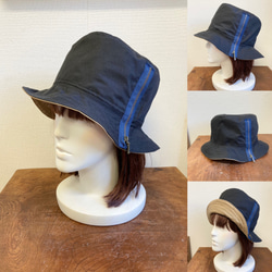 促銷價★雙面2way❤️棉質漁夫帽帽子（黑色&amp;米色）尺寸L 59cm 第10張的照片
