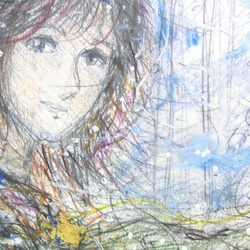 原画「翼の少女」額サイズ40×29㎝ パワーアート 5枚目の画像