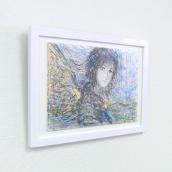 原画「翼の少女」額サイズ40×29㎝ パワーアート 3枚目の画像