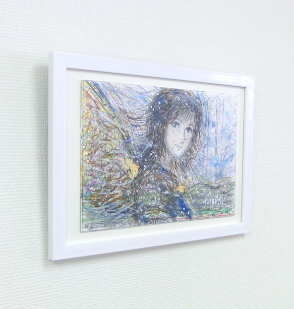 原画「翼の少女」額サイズ40×29㎝ パワーアート 3枚目の画像