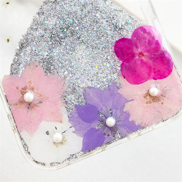 お花をドレス！可愛くてお洒落な押し花ケース！  iPhoneケース 手帳型スマホケース 4枚目の画像