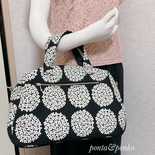 おしゃれボストンバッグ【手ぶらボストンバッグ】北欧風サークル