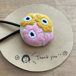 刺繍パッチンピン 2個セット お花 くまちゃん ぱっちんピン
