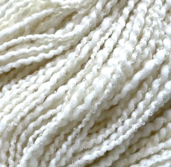 手紡ぎ毛糸〜 双糸 ホワイト　60g　Ｎ-5 2枚目の画像