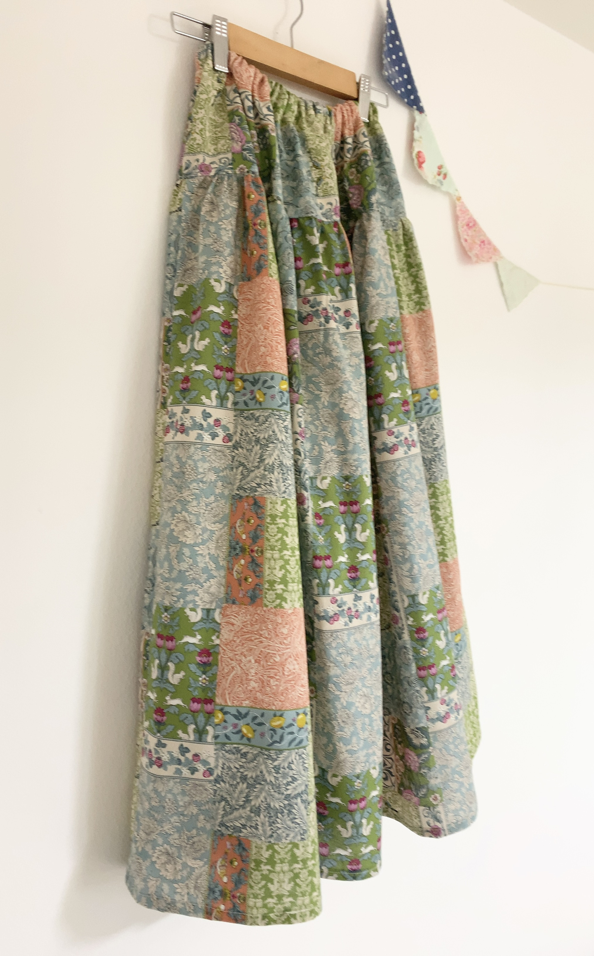 ＊Art Nouveau Patchwork♪マキシティアードスカート(green)＊