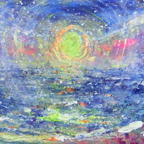 原画「癒しの海」額サイズ40×29㎝ パワーアート 絵画 息吹 友也