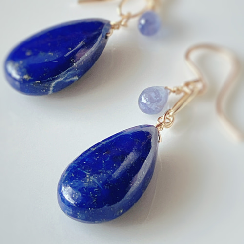619 天然石　ラピスラズリ　6㎜　瑠璃　ピアス　イヤリング 天然石＊高品質 夜空のような瑠璃色ラピスラズリとタンザナイト