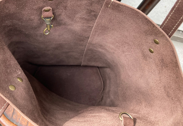 八幡レザー・バケツ型バッグ（ダークワイン） 4枚目の画像