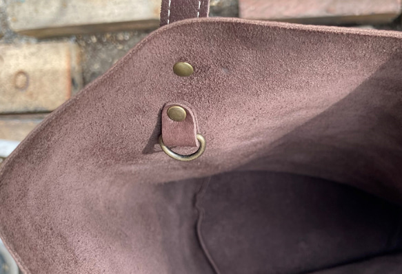 八幡レザー・バケツ型バッグ（ダークワイン） 5枚目の画像