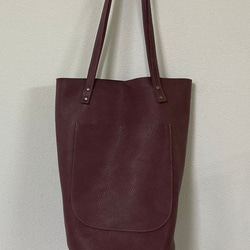 八幡レザー・バケツ型バッグ（ダークワイン） 1枚目の画像