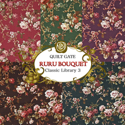 国産コットン 110ｘ50 QuiltGate RURU BOUQUET クラシックブーケ バーガンディ 5枚目の画像