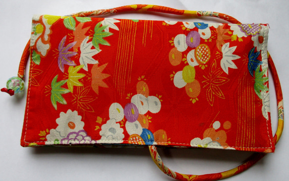 ７３７４　花柄の着物で作った和風財布・ポーチ＃送料無料 3枚目の画像