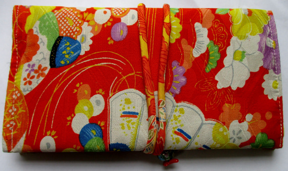 ７３７４　花柄の着物で作った和風財布・ポーチ＃送料無料 2枚目の画像