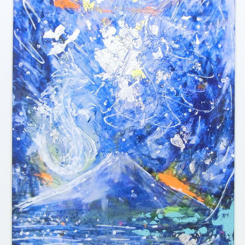 心で見えるもの＜富士山と龍神とサクヤ姫＞」彩原画 額サイズ 34