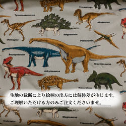 恐竜柄のやや大きめキャラメルペンケース(グレージュ) 恐竜　ペンポーチ 筆入れ ペンケース ストライプ  グッズ 6枚目の画像