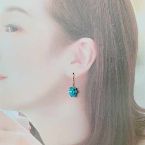 GSTV スリーピングビューティーターコイズ、ダイヤ　ピアス♡ 片方 GSTV スリーピングビューティーターコイズ、ダイヤ ピアス♡ 片方 GSTV