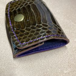 キングコブラ×紫ヌメ革の二つ折り財布　BOXコインケースセット 7枚目の画像